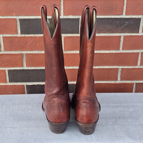 Frye 2356 Oxblood Brown Leather Western Cowboy Boots Men Size 10.5 D Made In USA main image 5